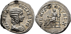 Julia Domna, Augusta, 193-217. Denarius (Silver, 19 mm, 3.11 g, 7 h), Rome, 215-217. IVLIA PIA FELIX AVG Draped bust of Julia Domna to right. Rev. VEN...