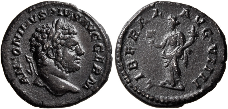 Caracalla, 198-217. 'Denarius' (Bronze, 19 mm, 3.05 g, 5 h), a contemporary 'lim...