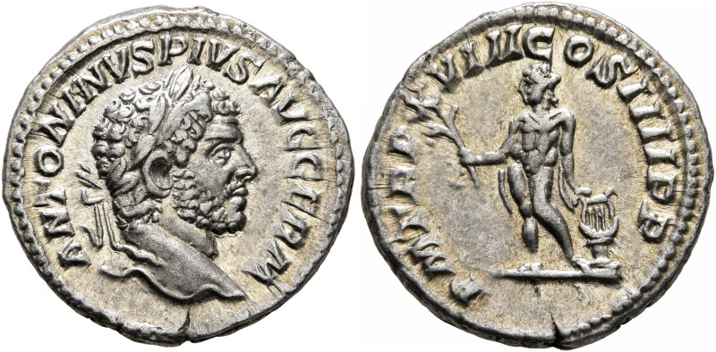 Caracalla, 198-217. Denarius (Silver, 19 mm, 3.43 g, 12 h), Rome, 215. ANTONINVS...