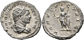 Caracalla, 198-217. Antoninianus (Silver, 23 mm, 5.08 g, 12 h), Rome, 215-217. ANTONINVS PIVS AVG GERM Radiate and draped bust of Caracalla to right, ...