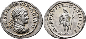 Caracalla, 198-217. Antoninianus (Silver, 23 mm, 4.76 g, 1 h), Rome, 216. ANTONINVS PIVS AVG GERM Radiate, draped and cuirassed bust of Caracalla to r...