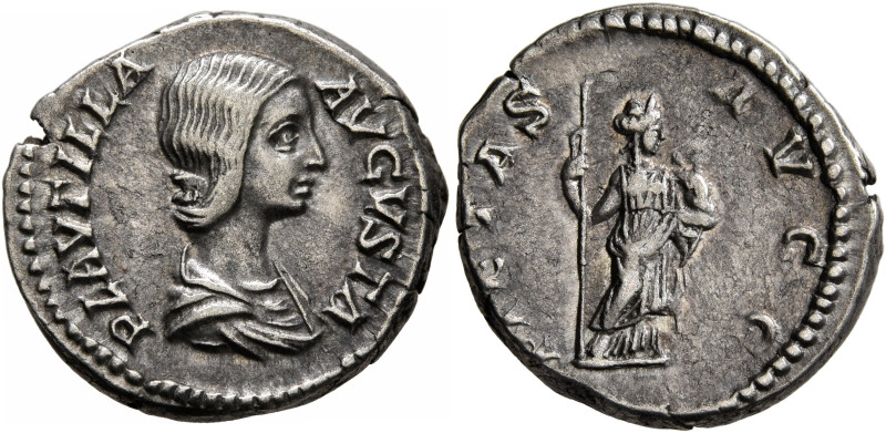 Plautilla, Augusta, 202-205. Denarius (Silver, 18 mm, 3.69 g, 11 h), Rome, 203-2...