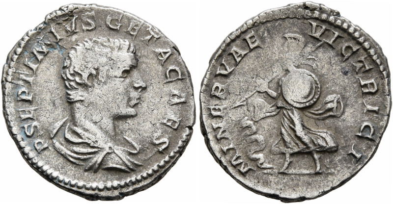 Geta, 209-211. Denarius (Silver, 19 mm, 2.91 g, 12 h), Rome, 202-209. P SEPTIMIV...