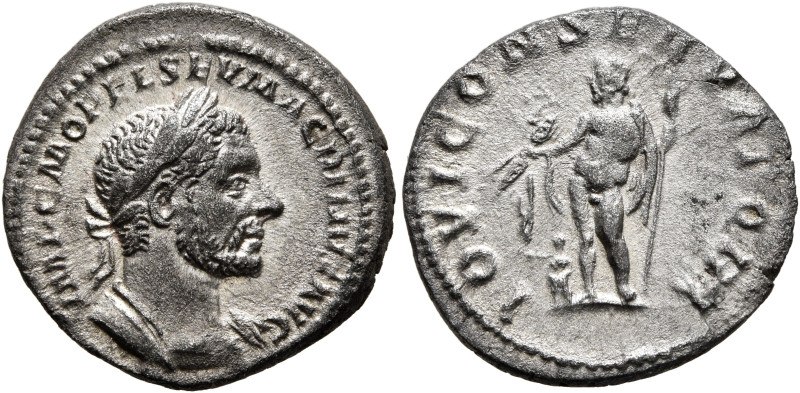 Macrinus, 217-218. Denarius (Silver, 19 mm, 3.17 g, 6 h), Rome, spring-summer 21...