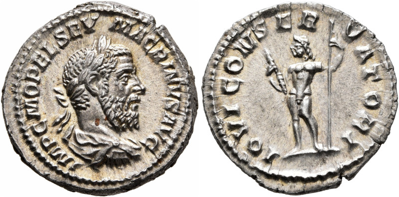 Macrinus, 217-218. Denarius (Silver, 20 mm, 3.99 g, 5 h), Rome, summer 217-early...