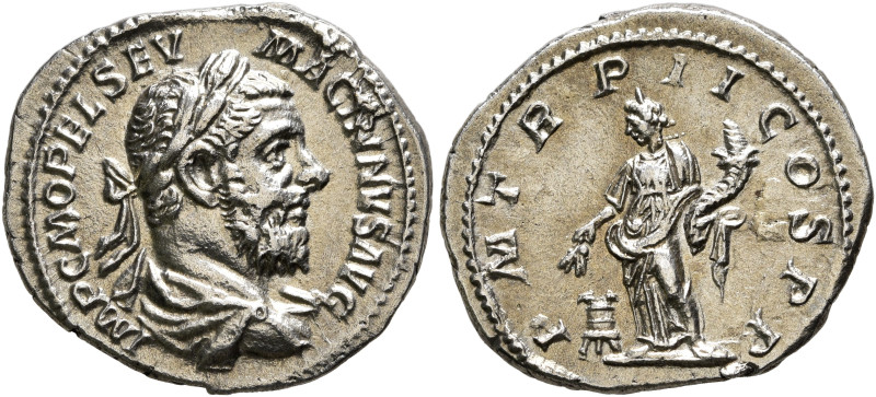 Macrinus, 217-218. Denarius (Silver, 19 mm, 2.69 g, 6 h), Rome, March-June 218. ...