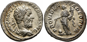 Macrinus, 217-218. Denarius (Silver, 18 mm, 3.28 g, 12 h), Rome, March-June 218. IMP C M OPEL SEV MACRINVS AVG Laureate and draped bust of Macrinus to...