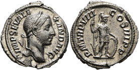 Severus Alexander, 222-235. Denarius (Silver, 20 mm, 2.49 g, 1 h), Rome, 229. IMP SEV ALEXAND AVG Laureate head of Severus Alexander to right. Rev. P ...