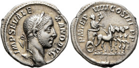 Severus Alexander, 222-235. Denarius (Silver, 18 mm, 3.05 g, 12 h), Rome, 229. IMP SEV ALEXAND AVG Laureate head of Severus Alexander to right. Rev. P...