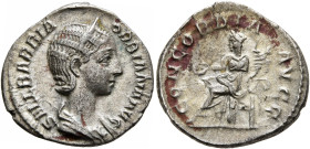 Orbiana, Augusta, 225-227. Denarius (Silver, 18 mm, 2.33 g, 12 h), Rome, 225. SALL BARBIA ORBIANA AVG Diademed and draped bust of Orbiana to right. Re...