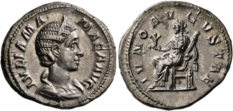 Julia Mamaea, Augusta, 222-235. Denarius (Silver, 20 mm, 3.43 g, 1 h), Rome, 231...