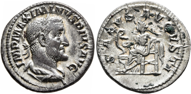 Maximinus I, 235-238. Denarius (Silver, 19 mm, 3.20 g, 12 h), Rome, 236. IMP MAX...