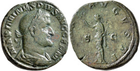 Maximinus I, 235-238. Sestertius (Orichalcum, 28 mm, 21.00 g, 12 h), Rome, 236-238. MAXIMINVS PIVS AVG GERM Laureate, draped and cuirassed bust of Max...