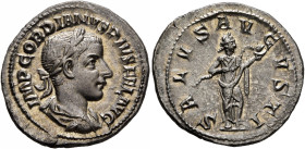 Gordian III, 238-244. Denarius (Silver, 21 mm, 3.35 g, 7 h), Rome, 241. IMP GORDIANVS PIVS FEL AVG Laureate, draped and cuirassed bust of Gordian III ...