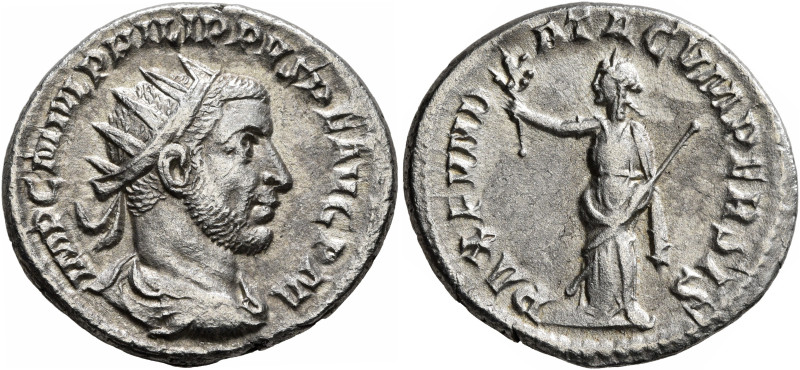 Philip I, 244-249. Antoninianus (Silver, 22 mm, 4.55 g, 12 h), Antiochia, 244-24...