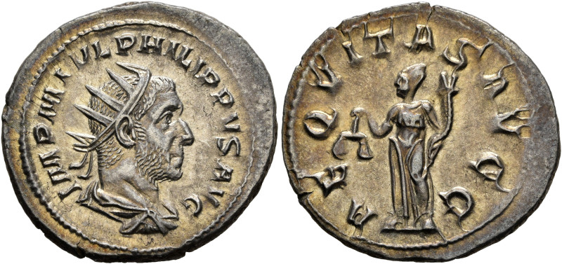 Philip I, 244-249. Antoninianus (Silver, 23 mm, 4.40 g, 6 h), Rome, 246-247. IMP...