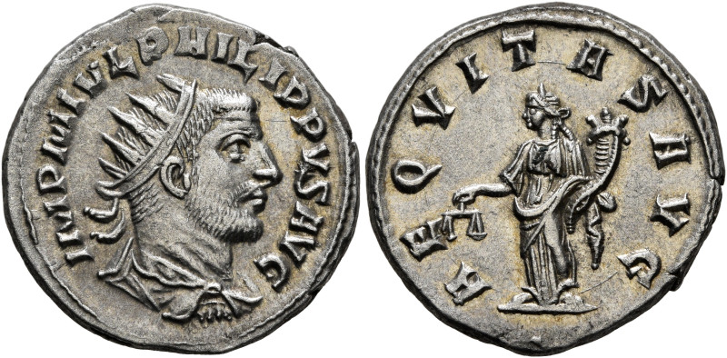Philip I, 244-249. Antoninianus (Silver, 21 mm, 4.53 g, 6 h), Antiochia, 247. IM...