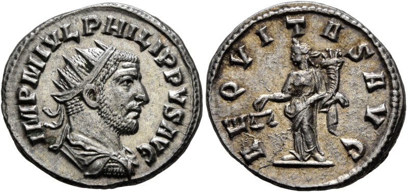 Philip I, 244-249. Antoninianus (Silver, 21 mm, 4.30 g, 10 h), Antiochia, 247. I...