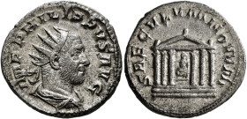 Philip I, 244-249. Antoninianus (Silver, 21 mm, 4.62 g, 12 h), Rome, 248. IMP PHILIPPVS AVG Radiate, draped and cuirassed bust of Philip I to right, s...