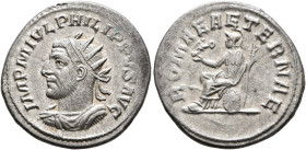 Philip I, 244-249. Antoninianus (Silver, 22 mm, 4.62 g, 12 h), Antiochia, 248-249. IMP M IVL PHILIPPVS AVG Radiate, draped and cuirassed bust of Phili...