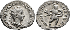 Hostilian, as Caesar, 250-251. Antoninianus (Silver, 22 mm, 2.39 g, 1 h), Rome, 250-251. C VALENS HOSTIL MES QVINTVS N C Radiate and draped bust of Ho...
