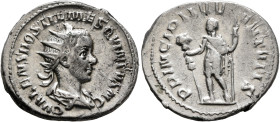 Hostilian, as Caesar, 250-251. Antoninianus (Silver, 22 mm, 4.00 g, 6 h), Rome, 250-251. C VALENS HOSTIL MES QVINTVS N C Radiate and draped bust of Ho...