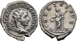 Trebonianus Gallus, 251-253. Antoninianus (Silver, 22 mm, 4.31 g, 12 h), Rome, 253. IMP CAE C VIB TREB GALLVS AVG Radiate, draped and cuirassed bust o...