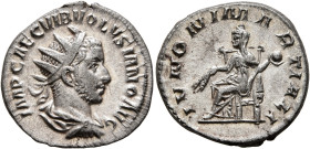 Volusian, 251-253. Antoninianus (Silver, 20 mm, 4.09 g, 6 h), Rome, 253. IMP CAE C VIB VOLVSIANO AVG Radiate, draped and cuirassed bust of Volusian to...