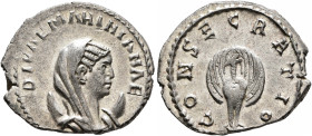 Diva Mariniana, died before 253. Antoninianus (Silver, 22 mm, 3.66 g, 12 h), Rome, 254-256. DIVAE MARINIANAE Veiled and draped bust of Diva Mariniana ...