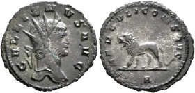 Gallienus, 253-268. Antoninianus (Silvered bronze, 22 mm, 2.20 g, 6 h), Rome, 267-268. GALLIENVS AVG Radiate head of Gallienus to right. Rev. HERCVLI ...