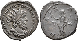 Victorinus, Romano-Gallic Emperor, 269-271. Antoninianus (Bronze, 19 mm, 3.00 g, 7 h), Treveri, late 269. IMP C PIAV VICTORINVS P F AVG Radiate, drape...