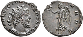 Victorinus, Romano-Gallic Emperor, 269-271. Antoninianus (Bronze, 19 mm, 3.00 g, 12 h), Cologne, 270. IMP C VICTORINVS P F AVG Radiate and cuirassed b...