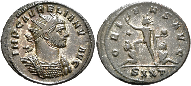 Aurelian, 270-275. Antoninianus (Silvered bronze, 23 mm, 3.79 g, 6 h), Ticinum, ...