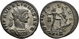 Aurelian, 270-275. Antoninianus (Silvered bronze, 21 mm, 3.80 g, 12 h), Rome, early-summer 275. IMP AVRELIANVS AVG Radiate and cuirassed bust of Aurel...