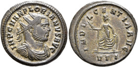 Florian, 276. Antoninianus (Silvered bronze, 22 mm, 4.47 g, 12 h), Ticinum, July-August 276. IMP C M AN FLORIANVS AVG Radiate, draped and cuirassed bu...