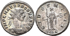 Probus, 276-282. Antoninianus (Silvered bronze, 21 mm, 3.82 g, 12 h), Rome, 276-277. IMP C M AVR PROBVS AVG Radiate and cuirassed bust of Probus to ri...