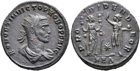 Probus, 276-282. Antoninianus (Bronze, 22 mm, 3.91 g, 12 h), Serdica, 276-277. BONO ET INVICTO PROBO P F AVG Radiate, draped and cuirassed bust of Pro...