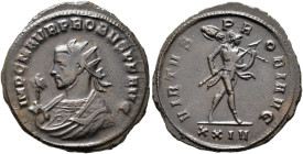Probus, 276-282. Antoninianus (Bronze, 22 mm, 3.63 g, 12 h), Siscia, 277. IMP C M AVR PROBVS P F AVG Radiate bust of Probus to left, wearing trabea an...
