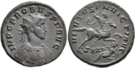 Probus, 276-282. Antoninianus (Bronze, 21 mm, 3.82 g, 12 h), Ticinum, 277-278. IMP C PROBVS P F AVG Radiate and cuirassed bust of Probus to right. Rev...