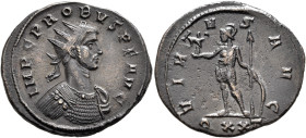 Probus, 276-282. Antoninianus (Bronze, 24 mm, 3.82 g, 6 h), Ticinum, 278. IMP C PROBVS P F AVG Radiate and cuirassed bust of Probus to right. Rev. VIR...
