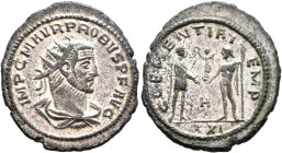 Probus, 276-282. Antoninianus (Silvered bronze, 22 mm, 3.50 g, 12 h), Antiochia, 280. IMP C M AVR PROBVS P F AVG Radiate, draped and cuirassed bust of...