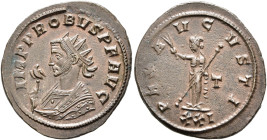 Probus, 276-282. Antoninianus (Bronze, 23 mm, 3.90 g, 6 h), Siscia, 280. IMP PROBVS P F AVG Radiate bust of Probus to left, wearing trabea and holding...