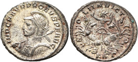 Probus, 276-282. Antoninianus (Silvered bronze, 23 mm, 4.41 g, 6 h), Serdica, 280-281. IMP C M AVR PROBVS P F AVG Radiate, helmeted and cuirassed bust...