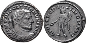 Diocletian, 284-305. Follis (Bronze, 27 mm, 8.73 g, 6 h), Londinium, circa 303-1 May 305. IMP DIOCLETIANVS P F AVG Laureate and cuirassed bust of Dioc...