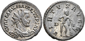 Maximianus, first reign, 286-305. Antoninianus (Silvered bronze, 21 mm, 4.37 g, 12 h), Lugdunum, 286. IMP C VAL MAXIMIANVS P F AVG Radiate, draped and...
