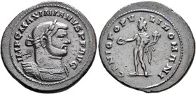 Maximianus, first reign, 286-305. Follis (Bronze, 29 mm, 8.82 g, 6 h), Londinium, circa 296-297. IMP C MAXIMIANVS P F AVG Laureate and cuirassed bust ...