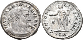Maximianus, first reign, 286-305. Follis (Silvered bronze, 27 mm, 8.51 g, 6 h), Treveri, circa 302-303. IMP MAXIMIANVS AVG Laureate and cuirassed bust...