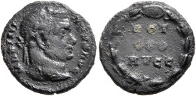Maximianus, second reign, 307-308. 1/4 Follis (Bronze, 12 mm, 1.08 g, 6 h), Treveri, circa summer 307. MAXIMI-ANVS AVG Laureate head of Maximianus to ...