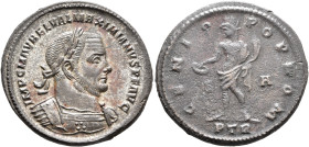 Maximianus, second reign, 307-308. Follis (Silvered bronze, 27 mm, 9.59 g, 6 h), Treveri, 307-308. IMP C M AVREL VAL MAXIMIANVS P F AVG Laureate and c...