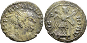 Carausius, Romano-British Emperor, 286-293. Antoninianus (Bronze, 20 mm, 4.11 g, 12 h), a contemporary imitation from an irregular mint. IMP CARAVSIVS...